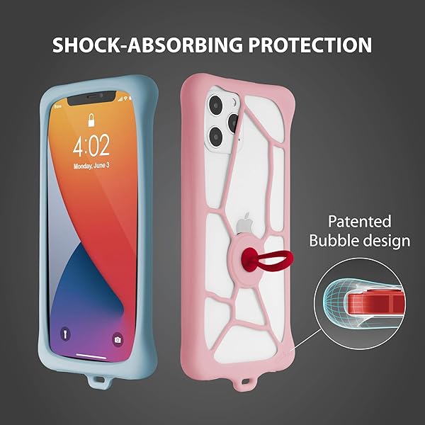 BONE BONE Lanyard Phone Bubble Tie 2 Adjustable Neck Strap and Anti-Shock Bumper Case for iPhone 12 Samsung Galaxy Google Pixel Pink - View 4 of 9