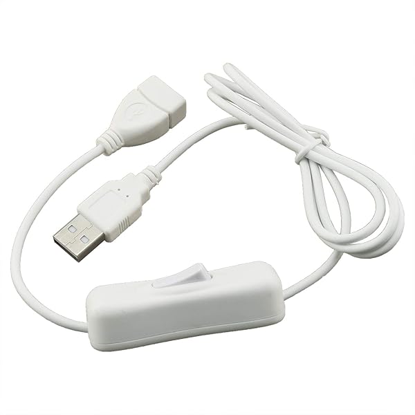 ZRM&E ZRM&E USB Extension Cable with Switch 28AWG White Male to Female for Headset Data Transmission and Small Electrical Appliances Power