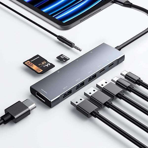 NXPGKEA USB C Hub for iPad Pro & Air: 9-in-1 Adapter with 4K HDMI, SD/TF Reader, USB 3.0 & More