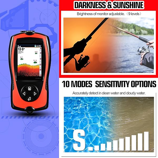 Atibin Atibin Wired Portable Fish Finder Handheld Monitor Depth Finder with Sonar Sensor and LCD Screen for Easy Fishing - View 5 of 8