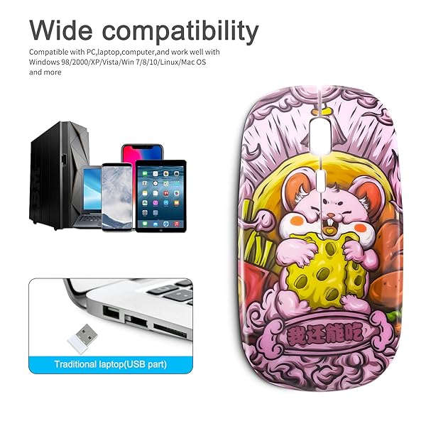 3C Light Cute Panda USB Wired Mouse Portable Optical Mice 1600 DPI for Women Kids Girls Pink Novelty Design Small Desktop Accessory - View 6 of 10