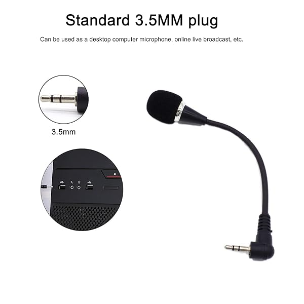 Alishaday Alishaday Mini Microphone 3.5mm for PC Laptop Notebook Compatible Black 1 Piece - View 3 of 9