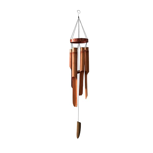 Ankinte Ankinte Classic Bamboo Wind Chimes Outdoor Deep Tone Soothing Sound Circle Top Wooden Chimes 34 Inches