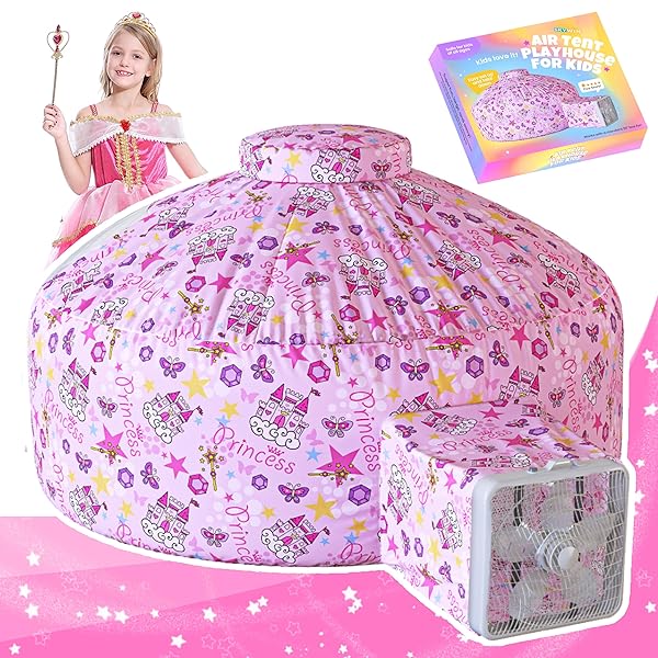 Skywin Skywin Inflatable Air Tent for Kids 77 x 50 Perfect for Imaginative Play Easy Setup Toddler Playhouse Pink Princess