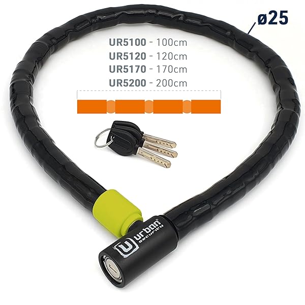 urban Urban UR5120 Phyton Cable Lock: High-Security Reinforced Steel for Motorcycles & E-Bikes, 120cm Anti-Theft Solution - View 8 of 8