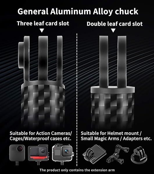 FEICHAO FEICHAO Carbon Fiber Helmet Extension Arm Pole Mount for GoPro 9 MAX 8 7 6 Insta360 One R DJI Osmo Action EK7000 4K 98mm 3.86in - View 6 of 10