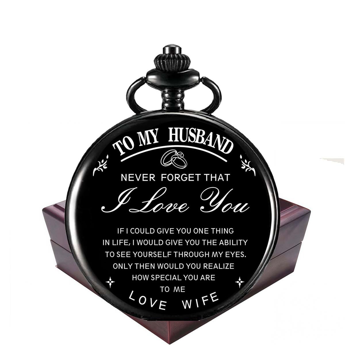 YEEHUA YEEHUA Engraved Pocket Watch for Husband Meaningful Birthday Anniversary Gift from Wife Perfect for Men