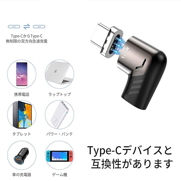 Sisyphy Sisyphy USB C Magnetic Adapter 2 Packs Right Angle Connector 120W Charge 480Mbps Data Transfer Compatible with MacBook Pro iPad Pro and More - View 7 of 10