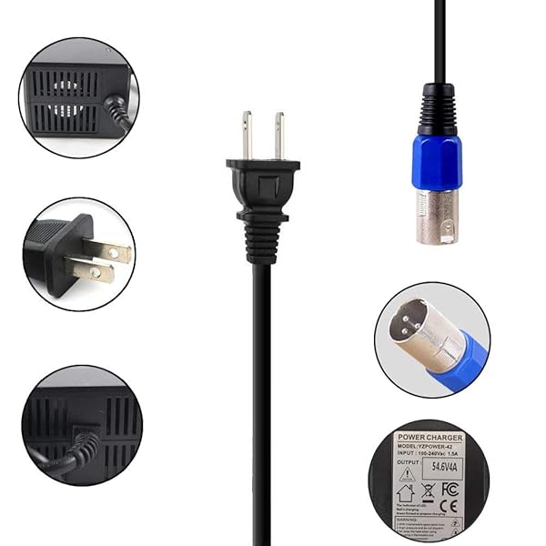 Abakoo Abakoo 54.6V 4A Power Adapter for 48V 13S Lithium Battery Charger with 3 Pin XLR Connector - View 7 of 8
