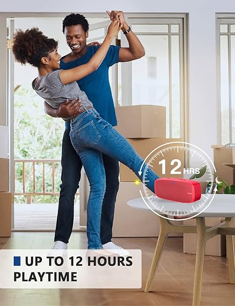 LENRUE LENRUE Bluetooth Speaker Wireless Portable Loud Stereo Sound Rich Bass 12 Hour Playtime Built-in Mic Compatible with iPhone Samsung Red - View 6 of 7