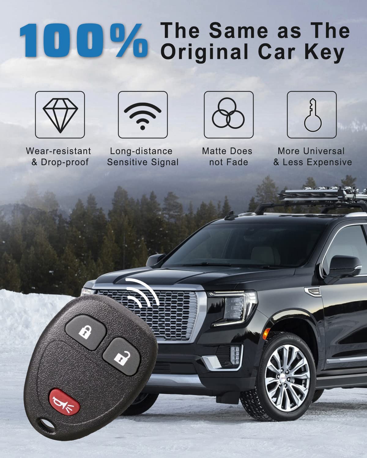 2 Pack Key Fob Replacement for Chevy Silverado Traverse Tahoe GMC Acadia Buick Enclave Saturn Torrent Cadillac 3 Button Remote - View 4 of 7