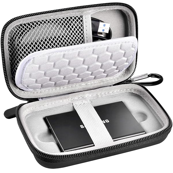 Samsung T7 T7 Touch Portable SSD Case Travel Organizer for 1TB 2TB 500GB USB 3.2 External Drive and Accessories Black