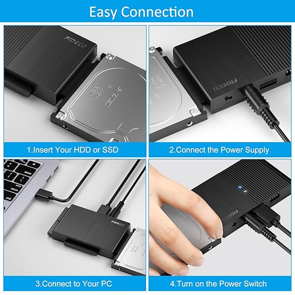 FIDECO FIDECO USB 3.0 to SATA IDE Adapter Cable for 2.5 3.5 inch HDD SSD with 12V Power Supply Universal Compatibility - View 7 of 9