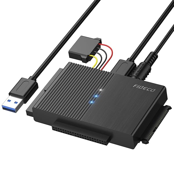FIDECO FIDECO USB 3.0 to SATA IDE Adapter Cable for 2.5 3.5 inch HDD SSD with 12V Power Supply Universal Compatibility