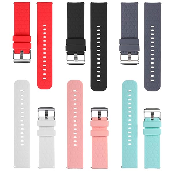 RuenTech RuenTech 6-Pack Soft Silicone Quick Release Bands 20mm Compatible with Donerton P22 P36 KALINCO P22 P96 and More Smart Watches - View 3 of 9