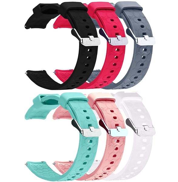 RuenTech RuenTech 6-Pack Soft Silicone Quick Release Bands 20mm Compatible with Donerton P22 P36 KALINCO P22 P96 and More Smart Watches - View 4 of 9