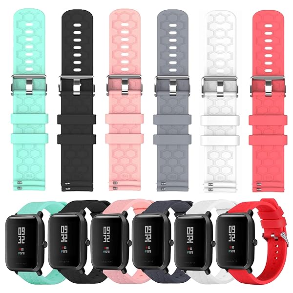 RuenTech RuenTech 6-Pack Soft Silicone Quick Release Bands 20mm Compatible with Donerton P22 P36 KALINCO P22 P96 and More Smart Watches - View 2 of 9