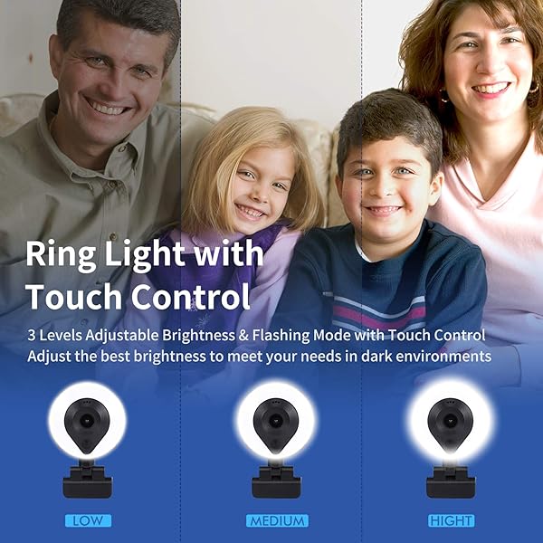 RERBO RERBO 1080p Webcam AutoFocus 2K Adjustable Brightness with Microphone and Tripod for Live Streaming and Video Conferencing - View 5 of 9