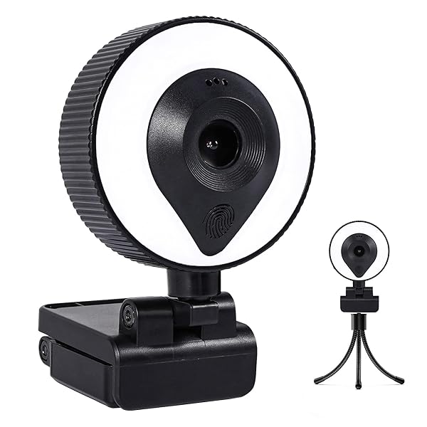 RERBO RERBO 1080p Webcam AutoFocus 2K Adjustable Brightness with Microphone and Tripod for Live Streaming and Video Conferencing - View 3 of 9