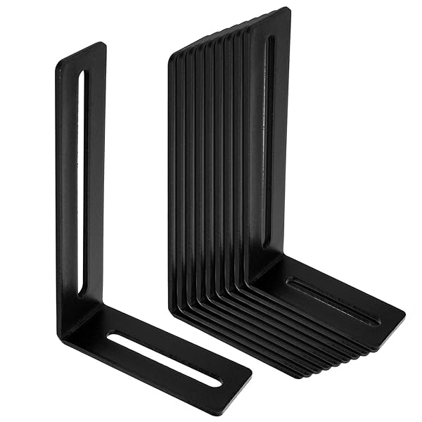 eoere eoere 10 PCS Black Adjustable L-Shape Corner Brace Steel Joint Right Angle Brackets for PC Case and Furniture Fixing 3 mm Thickness Max Load 30 LB - View 5 of 5
