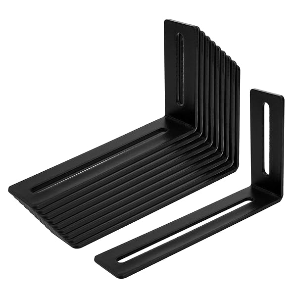 eoere eoere 10 PCS Black Adjustable L-Shape Corner Brace Steel Joint Right Angle Brackets for PC Case and Furniture Fixing 3 mm Thickness Max Load 30 LB