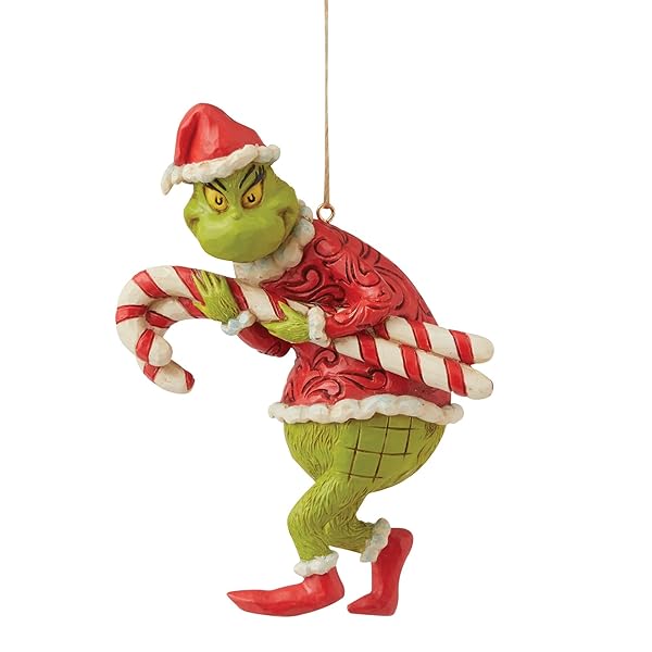 Enesco Enesco Jim Shore Grinch Candy Canes Ornament - 4.72 Inch Christmas Decor