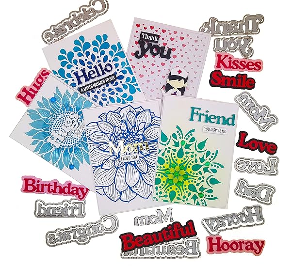 alinacutle Alinacutle 22PC Word Metal Die Cut Set for Scrapbooking & DIY Cards - Good Wishes & Shadow Frame Designs - View 5 of 11