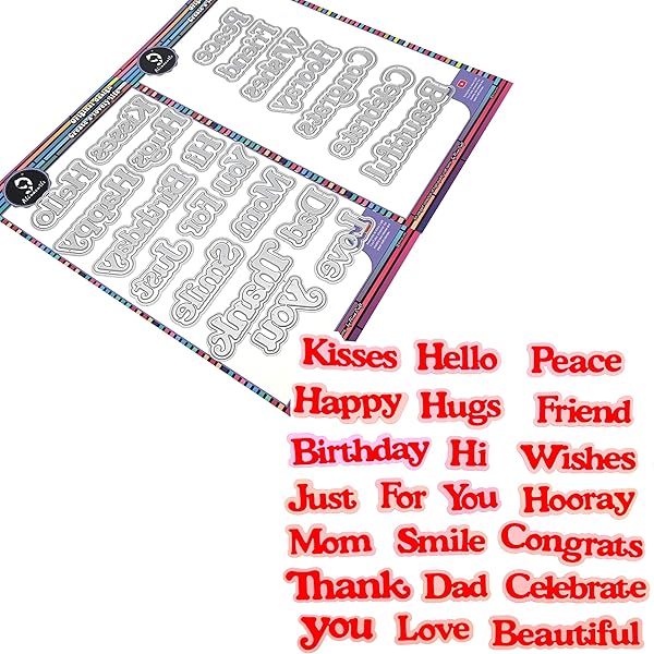 alinacutle Alinacutle 22PC Word Metal Die Cut Set for Scrapbooking & DIY Cards - Good Wishes & Shadow Frame Designs - View 6 of 11