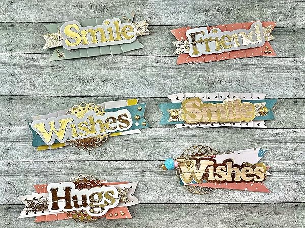 alinacutle Alinacutle 22PC Word Metal Die Cut Set for Scrapbooking & DIY Cards - Good Wishes & Shadow Frame Designs - View 9 of 11