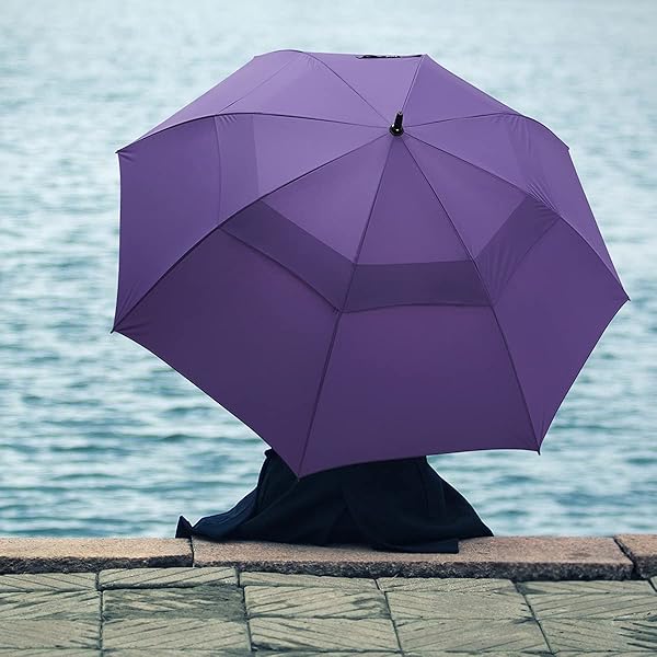 G4Free G4Free 62 Inch Automatic Open Golf Umbrella Extra Large Double Canopy Windproof Waterproof Purple - View 7 of 8