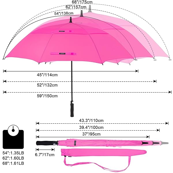 G4Free G4Free 68 Inch Automatic Open Golf Umbrella Extra Large Double Canopy Windproof Waterproof Pink - View 3 of 10