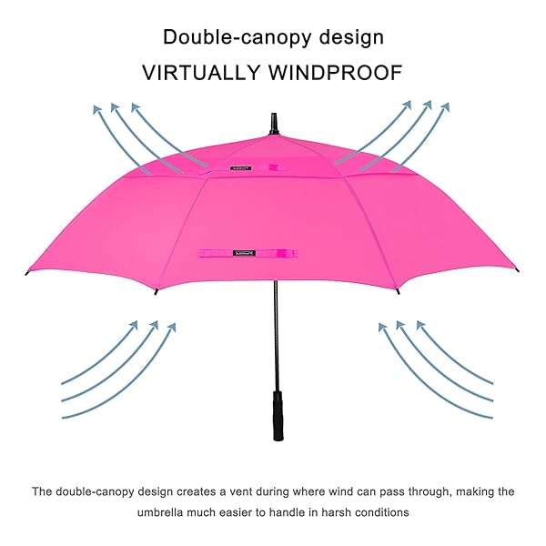 G4Free G4Free 68 Inch Automatic Open Golf Umbrella Extra Large Double Canopy Windproof Waterproof Pink - View 4 of 10