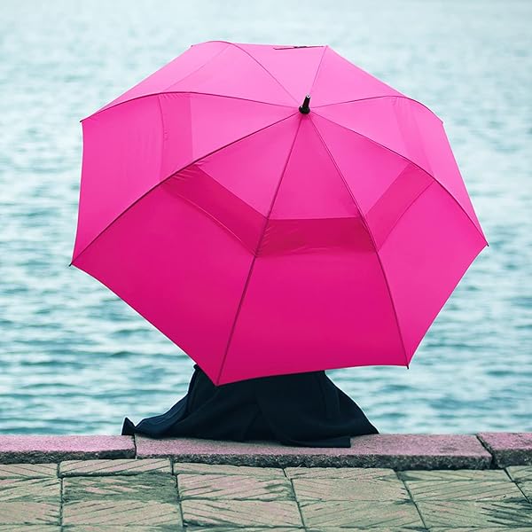 G4Free G4Free 68 Inch Automatic Open Golf Umbrella Extra Large Double Canopy Windproof Waterproof Pink - View 7 of 10