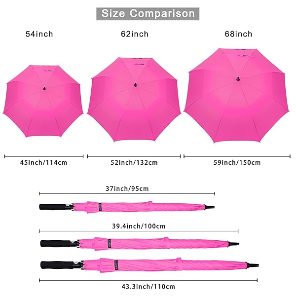 G4Free G4Free 68 Inch Automatic Open Golf Umbrella Extra Large Double Canopy Windproof Waterproof Pink - View 8 of 10
