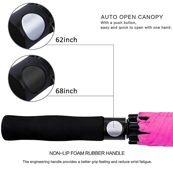G4Free G4Free 68 Inch Automatic Open Golf Umbrella Extra Large Double Canopy Windproof Waterproof Pink - View 10 of 10