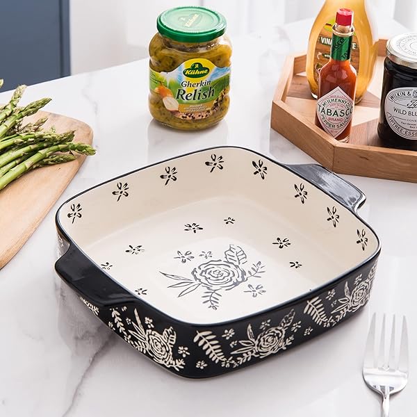 Wisenvoy Wisenvoy Ceramic Baking Dish 9x9 Square Rose Dish Pan Set for Brownies Casseroles Lasagna - View 3 of 5