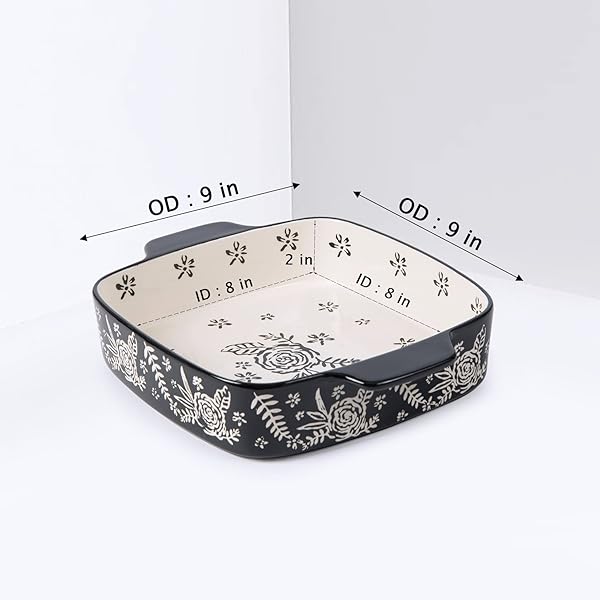 Wisenvoy Wisenvoy Ceramic Baking Dish 9x9 Square Rose Dish Pan Set for Brownies Casseroles Lasagna - View 5 of 5