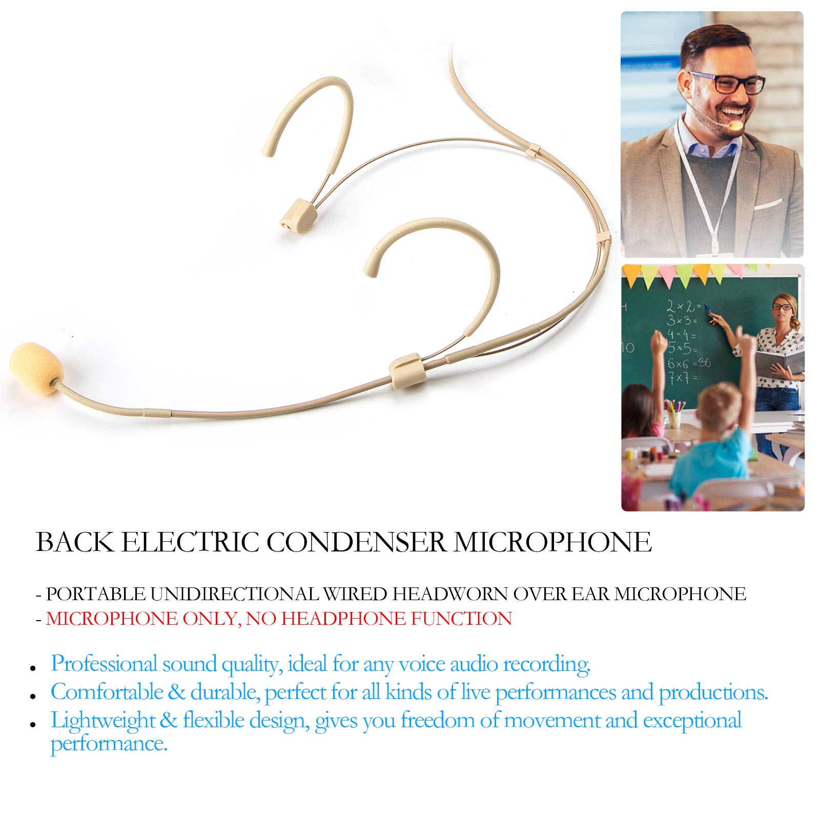 Sujeetec Discreet Sujeetec Dual Ear Hook Headset Microphone for AKG Wireless - Perfect for Lectures, Theater, Podcasts & Live Performances - View 2 of 8