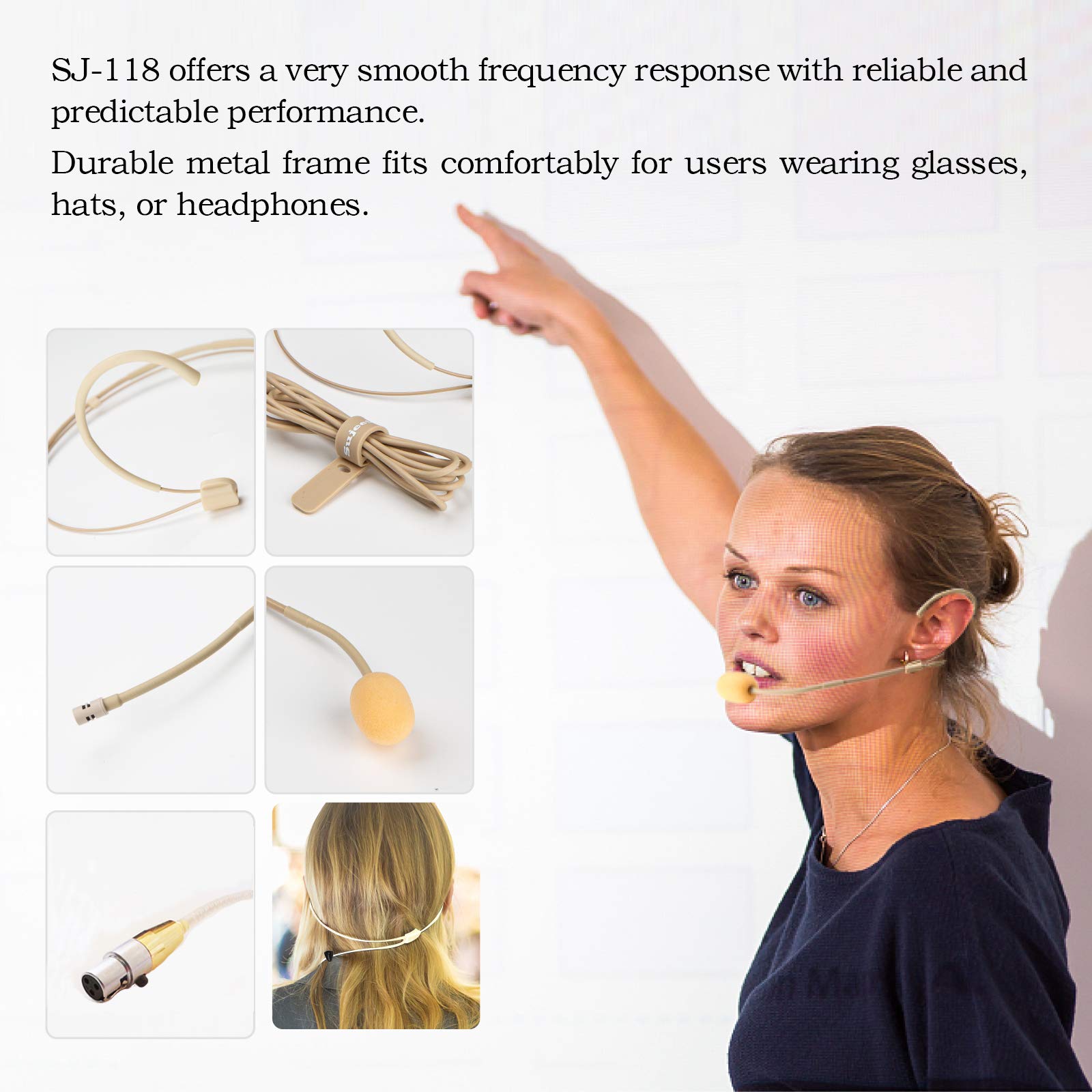 Sujeetec Discreet Sujeetec Dual Ear Hook Headset Microphone for AKG Wireless - Perfect for Lectures, Theater, Podcasts & Live Performances - View 3 of 8