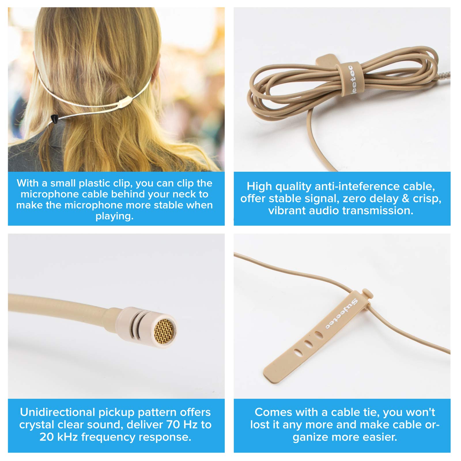 Sujeetec Discreet Sujeetec Dual Ear Hook Headset Microphone for AKG Wireless - Perfect for Lectures, Theater, Podcasts & Live Performances - View 6 of 8