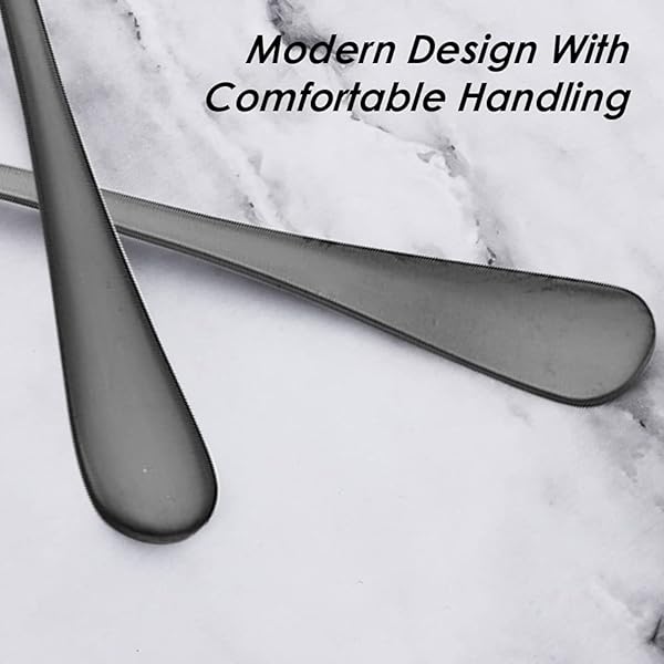 findTop Set of 12 Black Plated Stainless Steel Heavy Duty Dinner Forks and Spoons Cutlery Set 8 Inch Forks 7 Inch Spoons - View 5 of 10