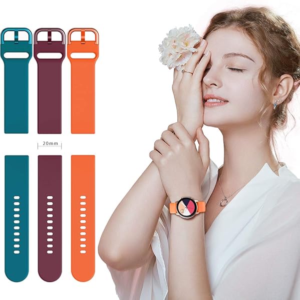 TOOLAIK TOOLAIK 20mm Silicone Sport Watch Band for Samsung Active 2 Galaxy Watch Active 2 Available in Red Wine Orange Rock Cyan - View 4 of 7