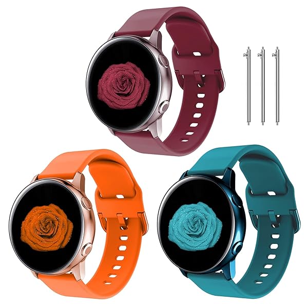 TOOLAIK TOOLAIK 20mm Silicone Sport Watch Band for Samsung Active 2 Galaxy Watch Active 2 Available in Red Wine Orange Rock Cyan - View 2 of 7