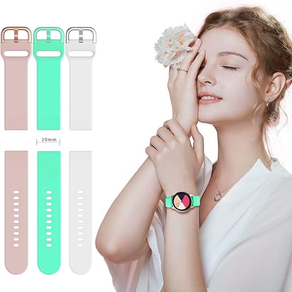 TOOLAIK TOOLAIK 20mm Silicone Sport Watch Band for Samsung Active 2 Galaxy Watch Available in White Sand Pink Mint Green - View 4 of 7