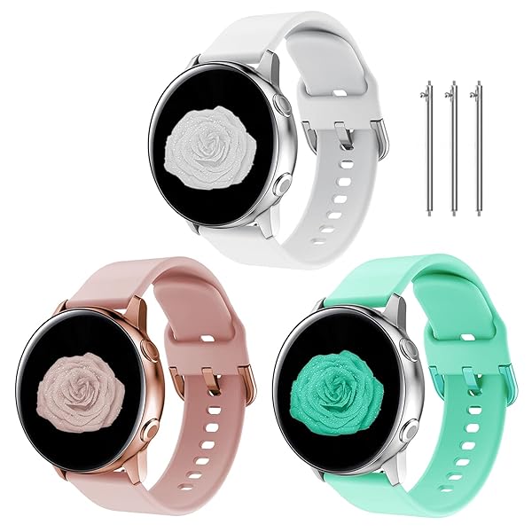 TOOLAIK TOOLAIK 20mm Silicone Sport Watch Band for Samsung Active 2 Galaxy Watch Available in White Sand Pink Mint Green - View 2 of 7