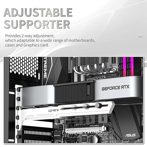 upHere upHere G276WT White Graphics Card GPU Brace Support Adjustable Length and Height Video Card Sag Holder Bracket - View 4 of 8