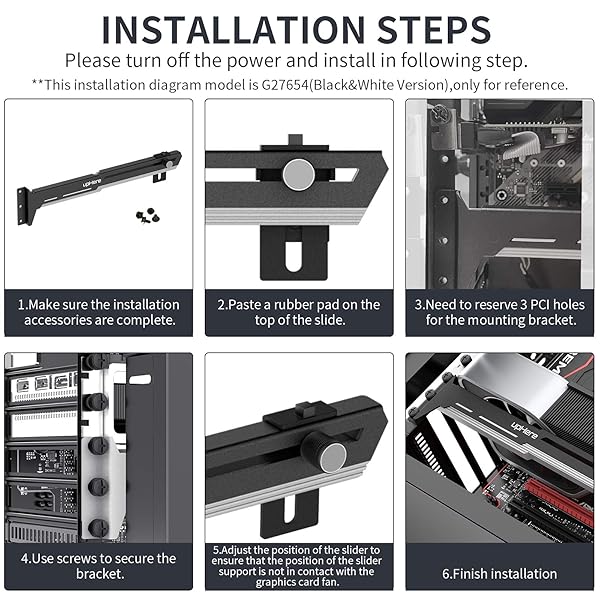 upHere upHere G276WT White Graphics Card GPU Brace Support Adjustable Length and Height Video Card Sag Holder Bracket - View 8 of 8