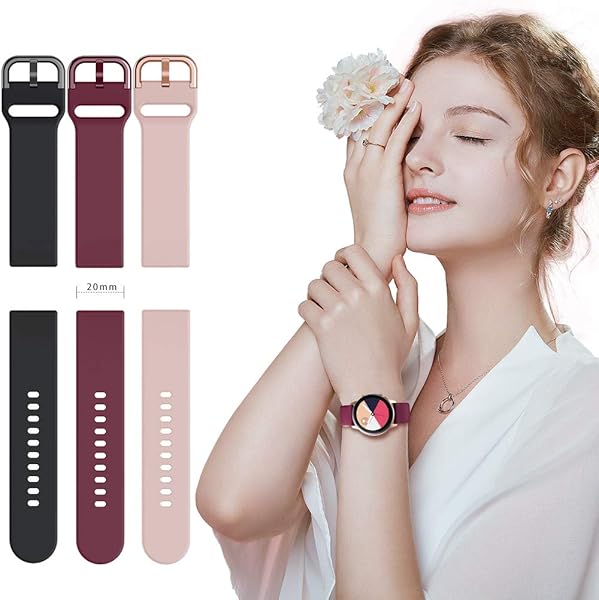 TOOLAIK TOOLAIK Silicone Sport Bands for Samsung Galaxy Watch Active 2 3 40mm 44mm 41mm 42mm Compatible Straps for Men and Women in Black Sand Pink Red Wine - View 4 of 7