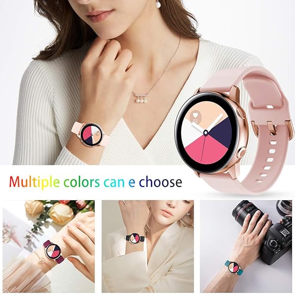 TOOLAIK TOOLAIK Silicone Sport Bands for Samsung Galaxy Watch Active 2 3 40mm 44mm 41mm 42mm Compatible Straps for Men and Women in Black Sand Pink Red Wine - View 7 of 7