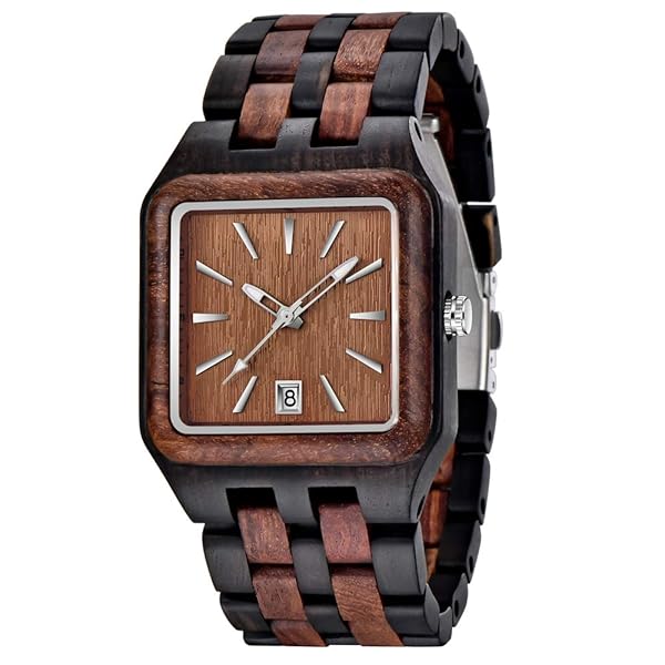 Tiong Tiong Men's Maple Wood Quartz Wristwatch Classic Square Waterproof Luminous Analog Watch Gift - View 10 of 10
